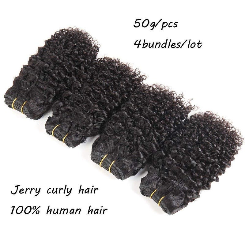 Luxnovolex Curly Bundles Human Hair Kinky Curly Hair 4C Pull Straight When Measure 50g/Bundle Kinky Jerry Curly Human Hair Bundles 4 Bundles Deals - Image 3